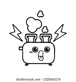 line drawing cartoon of a of a toaster