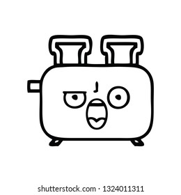 line drawing cartoon of a of a toaster