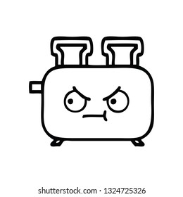 line drawing cartoon of a of a toaster
