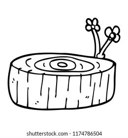line drawing cartoon tree log