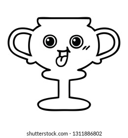 line drawing cartoon of a trophy
