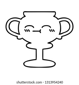 line drawing cartoon of a trophy