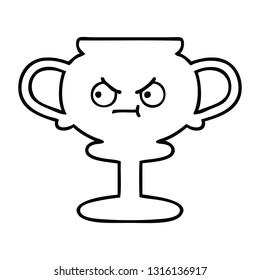 line drawing cartoon of a trophy