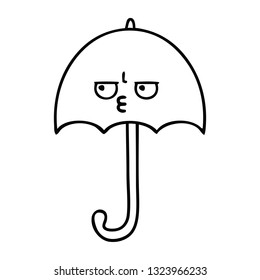 line drawing cartoon of a umbrella