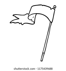 line drawing cartoon waving flag