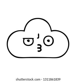 line drawing cartoon of a white cloud