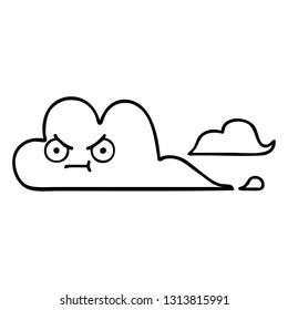 line drawing cartoon of a white cloud