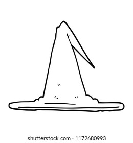 line drawing cartoon witch hat