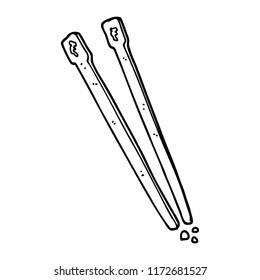 line drawing cartoon wooden chopsticks