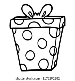 line drawing cartoon wrapped present
