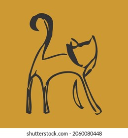 Line drawing of a cat on craft paper 