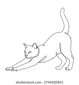 line drawing of cat stretching