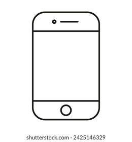 A line drawing of a cell phone on a white background