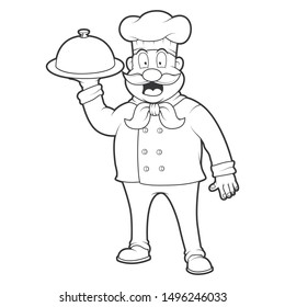 Line drawing of chef cartoon design illustration