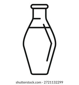 Dibujo lineal de un matraz químico que contiene líquido para experimentación en laboratorio