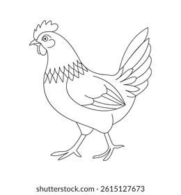 Line Drawing of a Chicken for Coloring or Creative Projects