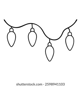 line drawing of a christmas tree lights vector illustration illustration