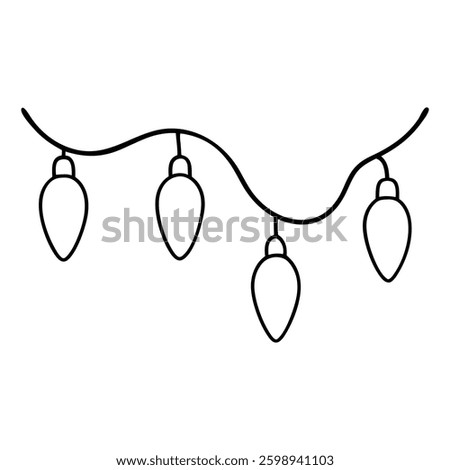 line drawing of a christmas tree lights vector illustration illustration
