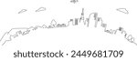 Line drawing city landscape background material