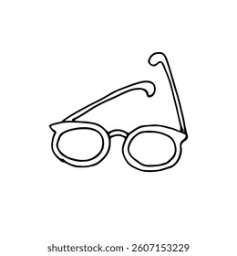 Line drawing of a classic pair of eyeglasses doodle vector cartoon.