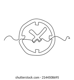 Line drawing clock icon. Single draw watch sign, line art timer outline, continuous monoline drawing clock, one outline lineart time logo, linear vector illustration