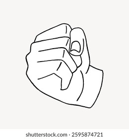 Line drawing of a closed fist, simple and bold. The fist is depicted in a straightforward, minimalist style, emphasizing strength and unity. Vector illustration.