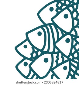 dibujo de línea de un grupo de peces
