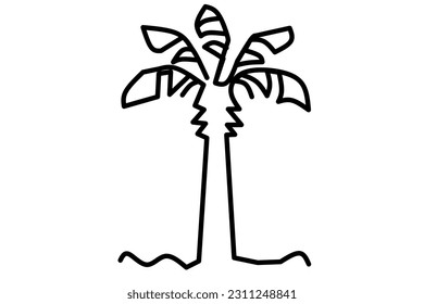 line drawing Coconut tree isolated on white background. Coconut Tree sketch vector illustration.