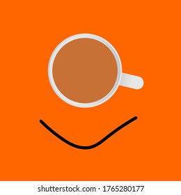 line drawing coffee cup On a white background