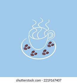 Line drawing of coffee cup vector with a background
