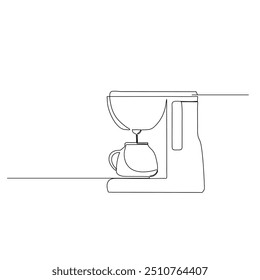 A line drawing of a coffee maker with a carafe on the heating plate, illustrating a common kitchen appliance used for brewing coffee. The design is simple and functional, emphasizing everyday use