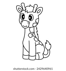 Line drawing. Coloring page for children, Animals of Africa. Giraffe
