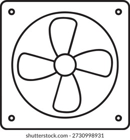 Dibujo de línea de un ventilador de refrigeración del ordenador