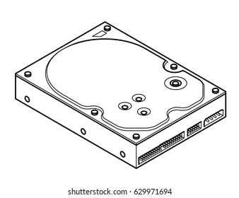 Line drawing of a computer disk drive - 3.5" PATA/IDE