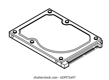 Line drawing of a computer disk drive - 2.5" PATA/IDE