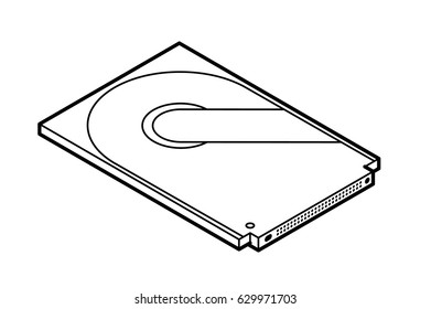 Line drawing of a computer disk drive - 1.8" 50-pin connector