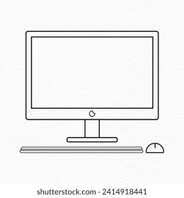 line drawing of Computer icon Vector illustration