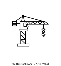 Desenho de linha de uma grua de construção com um gancho
