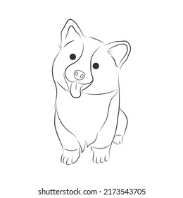  line drawing corgi the dog short leg corgi