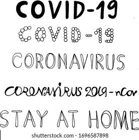 Line drawing Corona-19 coronal virus concept is a font design logo World Health Organization WHO Introduces New Name for Coronavirus Disease, COVID-19 Name, Virus Vector Illustration.