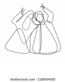 Dibujo en línea de una pareja posando para una foto musulmana romántica