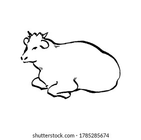 line drawing of a cow