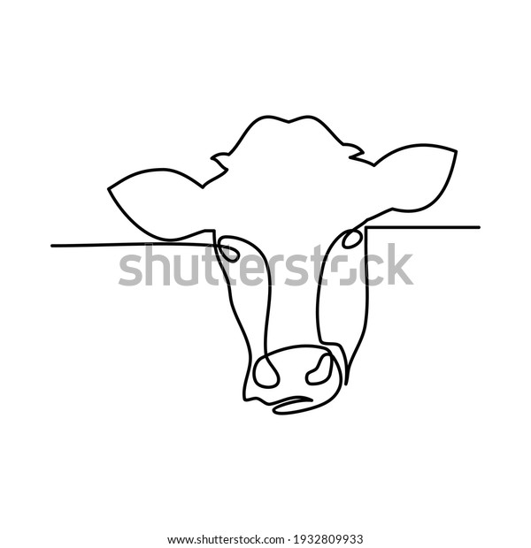 Line Drawing Cows Head On White Stock Vector (Royalty Free) 1932809933