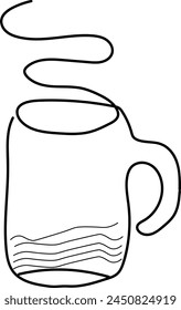 Line Drawing Cup Coffee Vector Art.