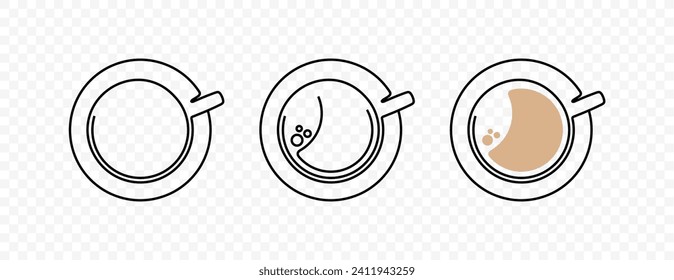 Line drawing cup of hot coffee vector design. Line art illustration hot drink on transparent background