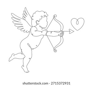 Linienzeichnung von Cupid mit Pfeil