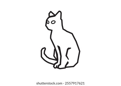 line drawing cut illustration of black cat silhouette