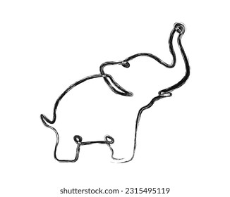 Line drawing of a cute elephant. Elephant line art vector illustration. animal design element for kids concept.  