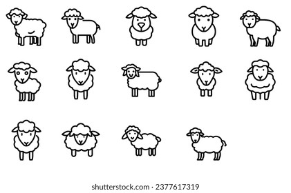 line drawing cute little sheep