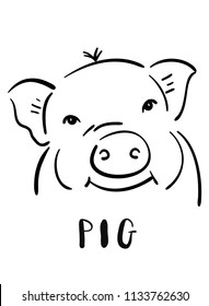 line drawing of a cute pig, year of pig 
linear style and Hand drawn Vector illustrations,
character design outline collection,
cartoon doodle style.